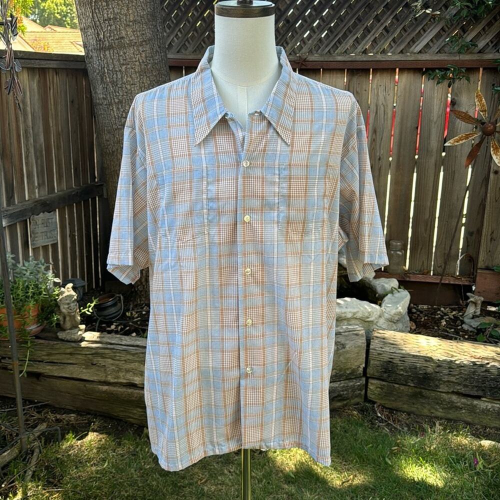 Above Average Pennshire Dress Shirt Mens 4X 20-21 Big Man Tan Plaid